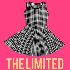 Gorgeous Black & White Checked Fit & Flare Limited Sweater Dress Sz M NWT