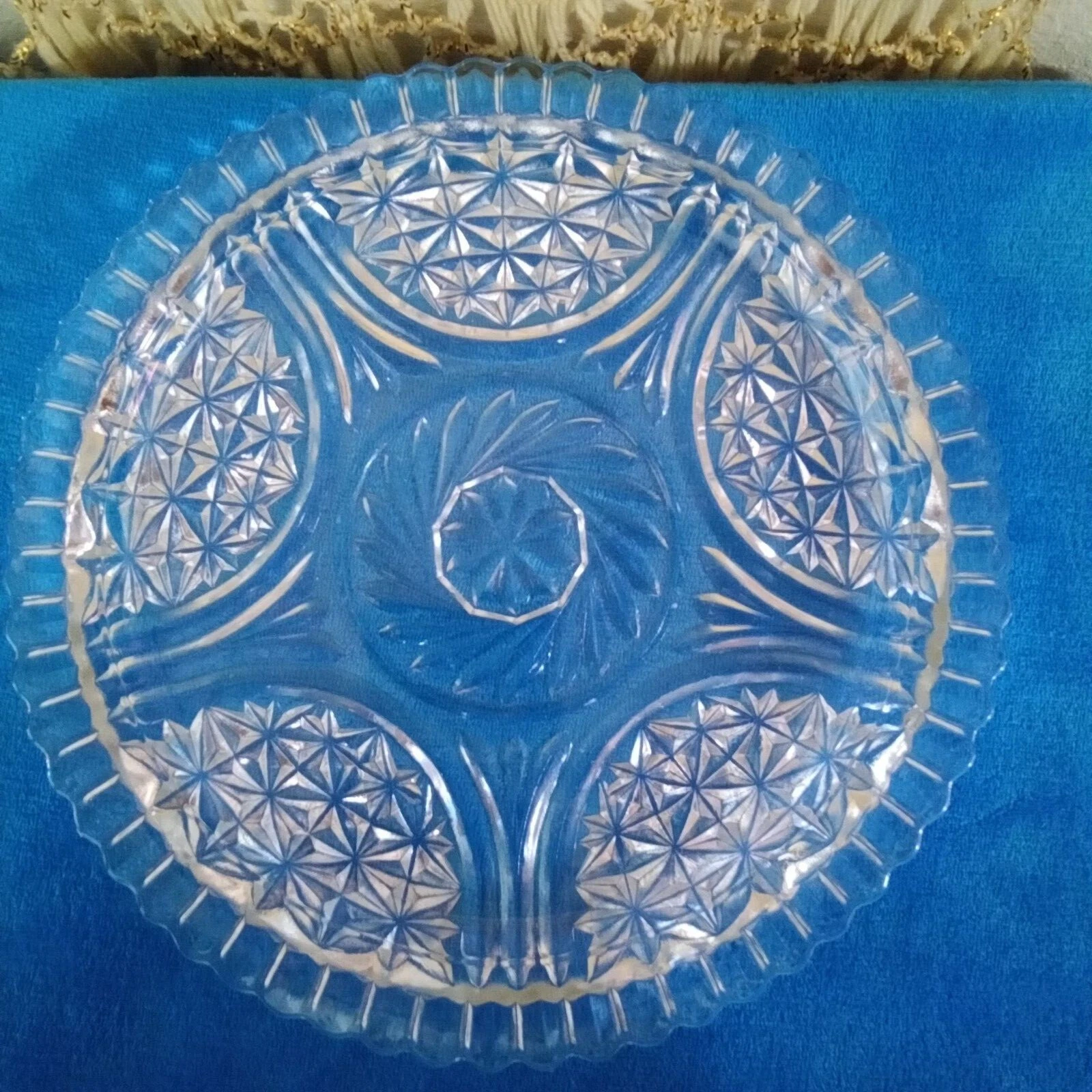 Vintage Anchor Hocking Stars and Bars Pressed Glass/Depression Glass Sandwich Pl