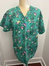 Fresh Approach Monkey Scrub Top Size Medium Monkeys Play Bananas Green Medical