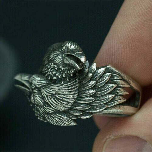 Jewelry Steel Ring Viking Odin Crow Mythology Ravens Men Stainless Rings - Picture 5 of 13