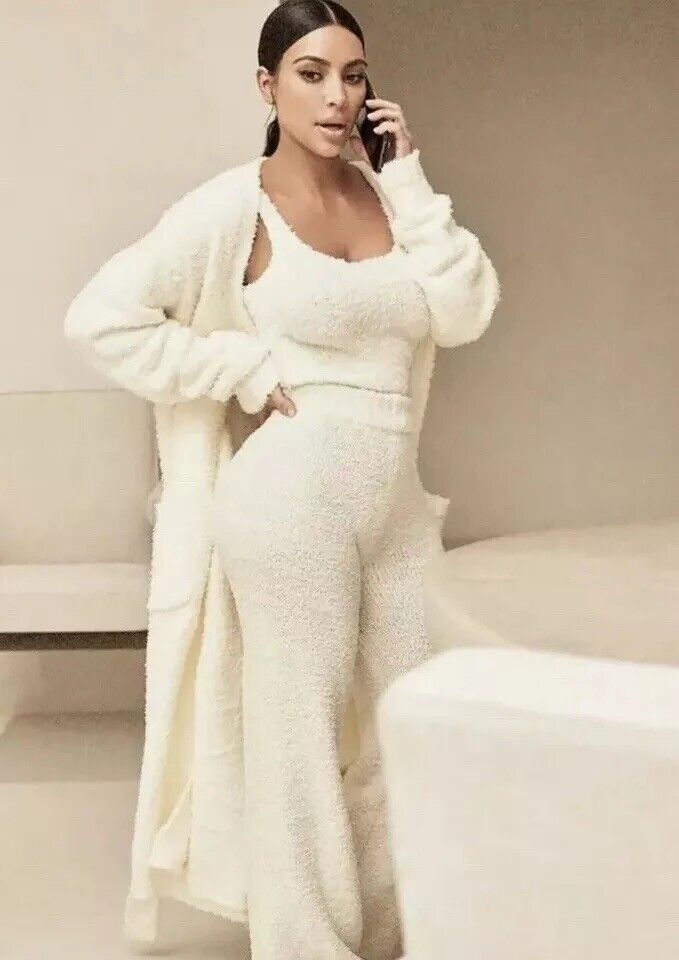 Skims Loungewear Longe Kim K Cozy Collection Knit Robe in Bone Size L/XL