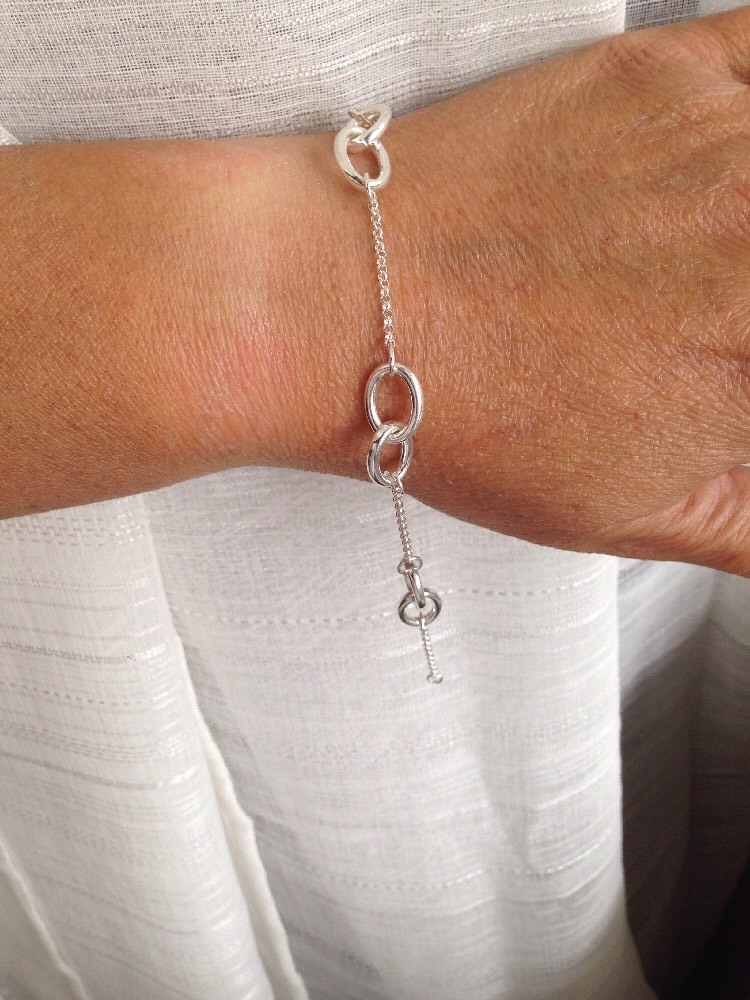 Bracelet Anneaux Argent Massif 925 - Bijou Neuf Avec étiquettes - Style Minimaliste