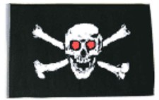 12x18 12"x18" Jolly Roger Pirate Red Eyes Sleeve Flag Garden