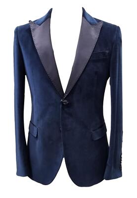 NWT MANUEL RITZ  VELVET JACKET  MU.GR237915366200300 BLUE