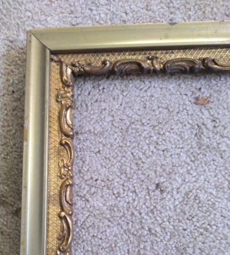 Antique Victorian Gold Gilt & Gesso Plaster picture art frame fits 16 x 20 - Picture 1 of 7