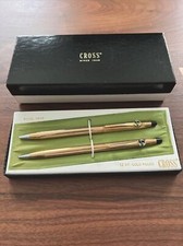 Vintage Cross Ballpoint Pen  Pencil Set 6601 12K Gold Filled w/ Box