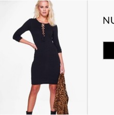 black bodycon criss-cross tie dress