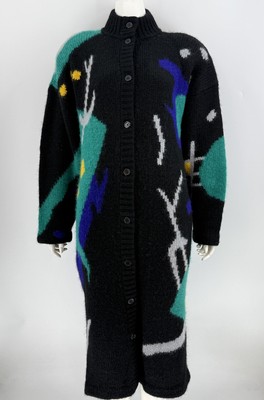 Vintage SEGUE Mohair Abstract Sweater Coat Jacket Large Maxi Art To Wear Mohair