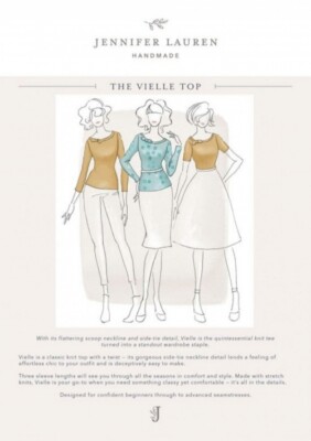 Jennifer Lauren Handarbeit Schnittmuster Vielle Top Damen 6 bis 24