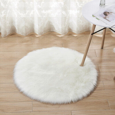 90CM Round Fluffy Rug Shaggy Floor Mat Soft Faux Fur Room HairyCarpet ...