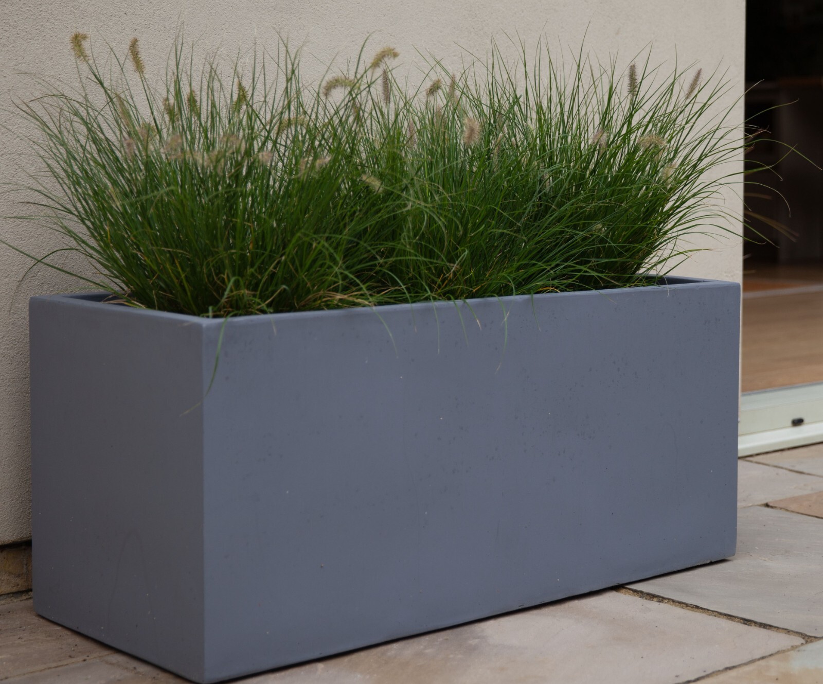 100cm  Grey Trough Long Rectangle Modern Planter Plant Pot- Stonelite/Fibreclay