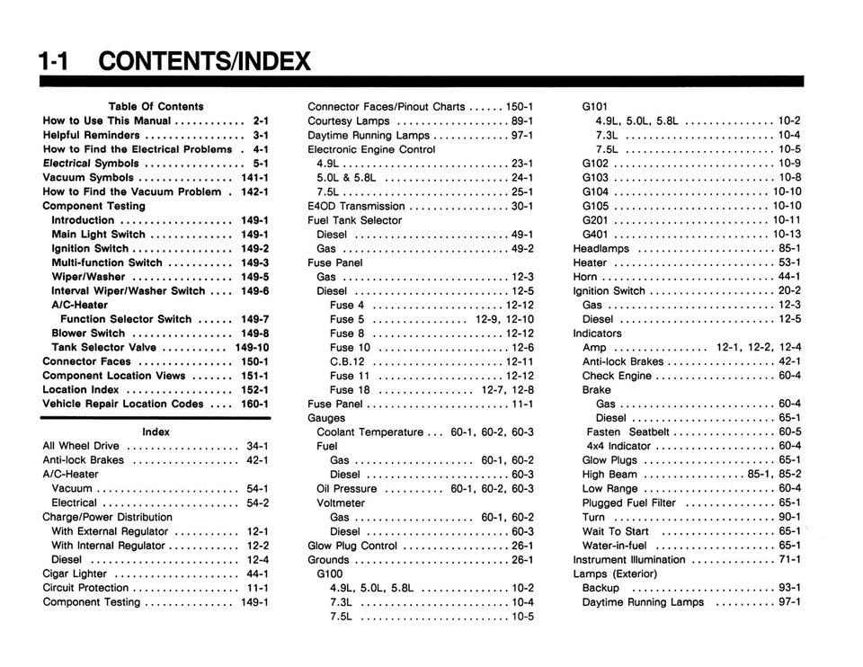 1990 年福特 F150-350,野马电气真空故障排除手册 — 第 2/4 张图片