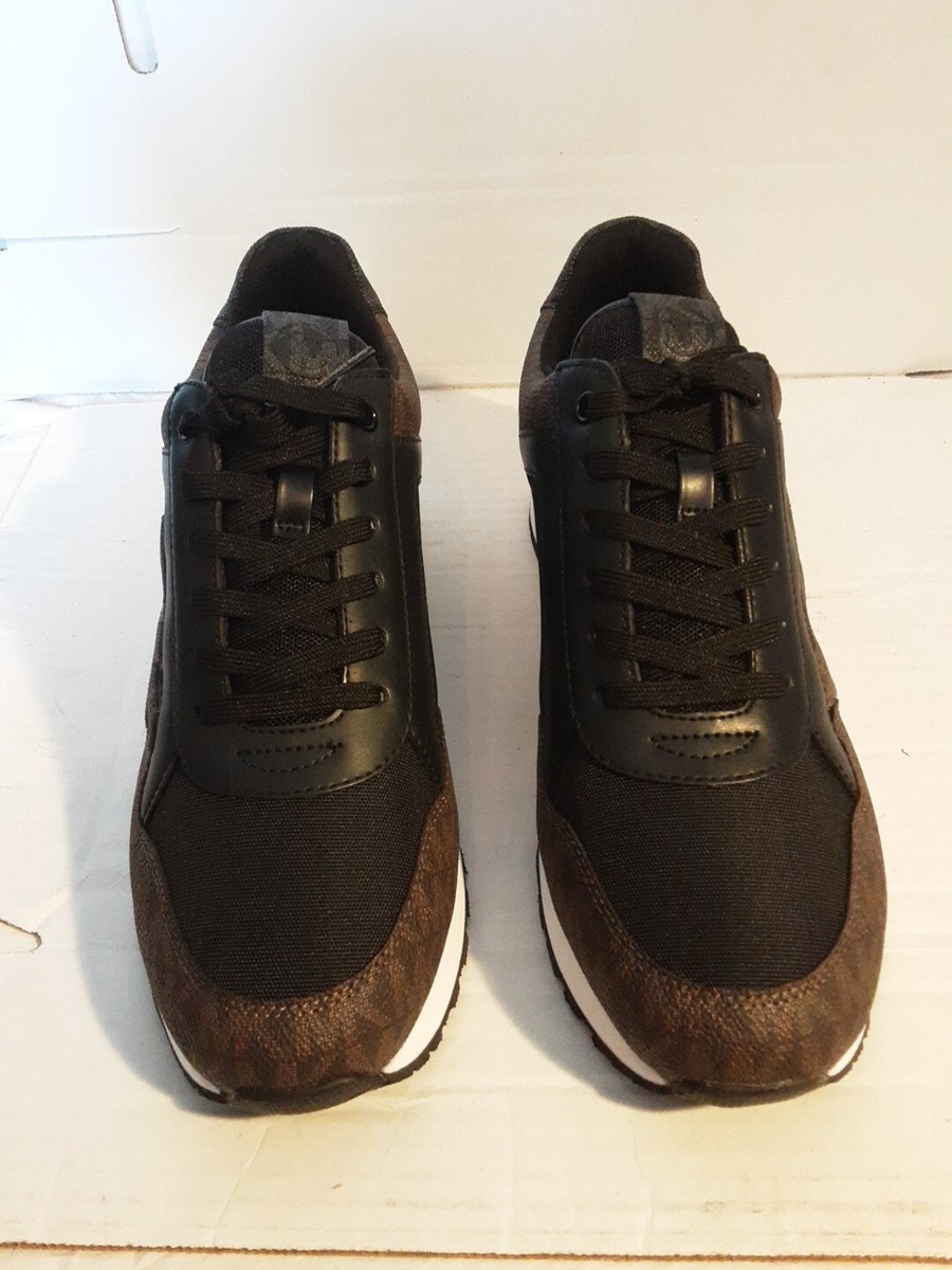 MICHAEL KORS ブラック ブラウン スニーカー ⭐RARE Michael Kors Logo Women Tennis Shoes Sz 9 Black Brown