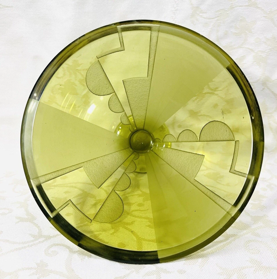 ACID ETCHED GLASS VASE GRAVE ACIDE DE COULEUR COLORE VERT DAUM NANCY ART DECO - Photo 4/4