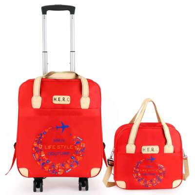2Pcs Expandable Travel Carry Luggage Rolling Spinner Suitcase Wheeled Duffle Bag