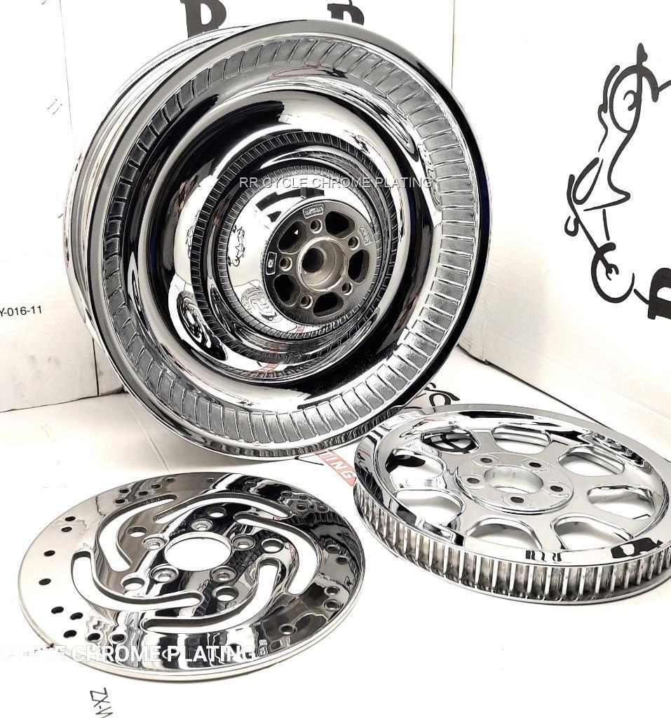 Harley Chrome Deuce Rear Wheel Rear Rotor & Pulley 00-07 FXSTD