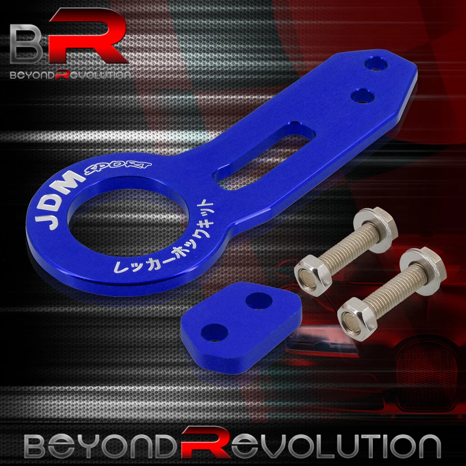 Anillo de gancho de remolque trasero universal JDM Sport brazo de montaje de remolque de aluminio azul Foto 3 de 3