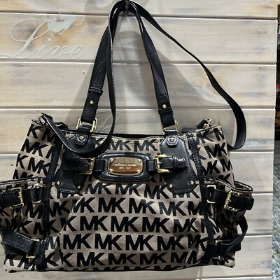 Michael Kors Signature Canvas MK Black Shoulder Bag