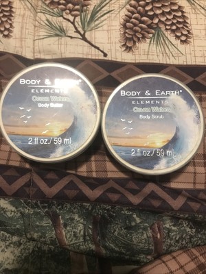 2 New BODY & EARTH Elements OCEAN WATERS Body Scrub & Butter 2 Fl Oz Sealed