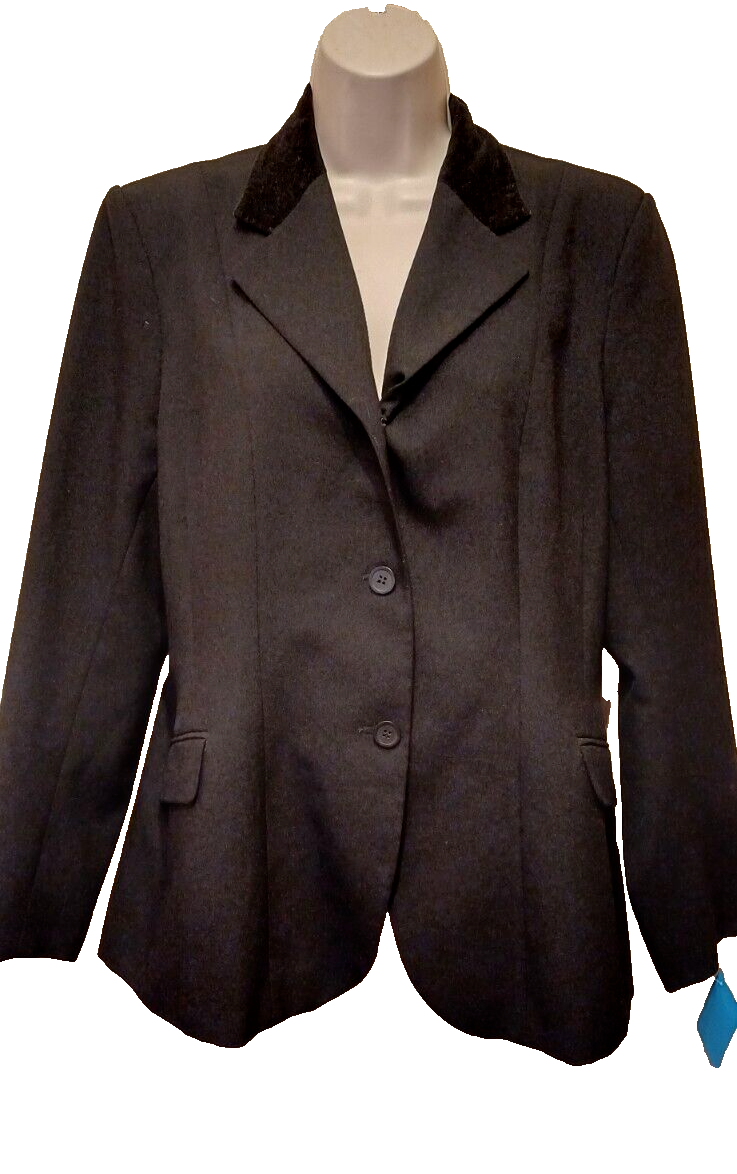 GIACCA EQUITAZIONE PONY CAVALLO 40" PETTO POLIESTERE NERO DUBLINO COLLETTO VELLUTO CAVALLO