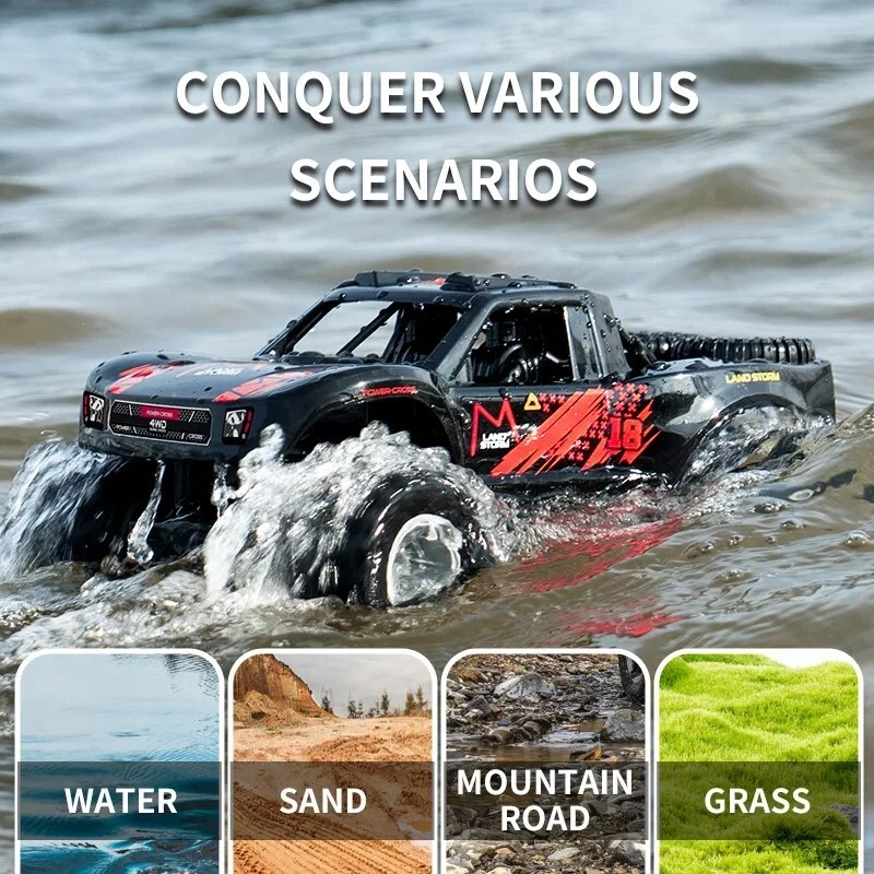 RC Trucks 4x4 Offroad Waterproof, 1:16 Amphibious Remote Control Car - Image 4 of 4