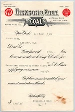 Dickson & Eddy NYC Coal 1904 Receipt / Billhead to Isaac Post*