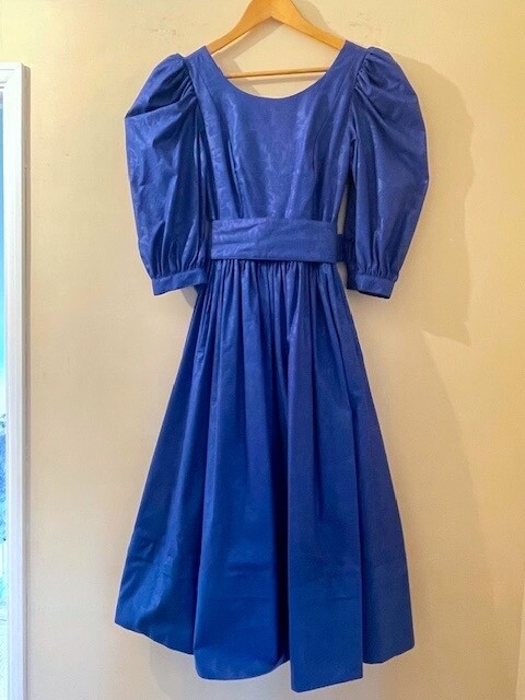 Vintage Laura Ashley Size 10 Immaculate Blue Dress Prom Party
