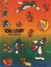 Vintage Stickers Tom Jerry The Movie Stickers 1993 Turner T.E.C. 2 Sheets