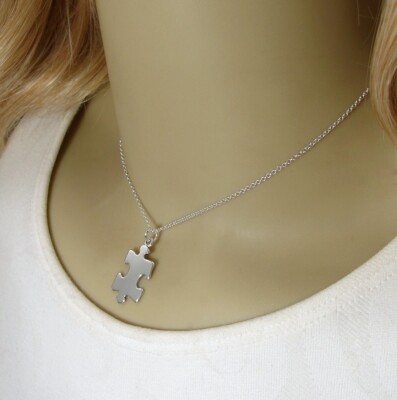 925 Sterling Silver Puzzle Piece Necklace - Jigsaw Puzzle Charm