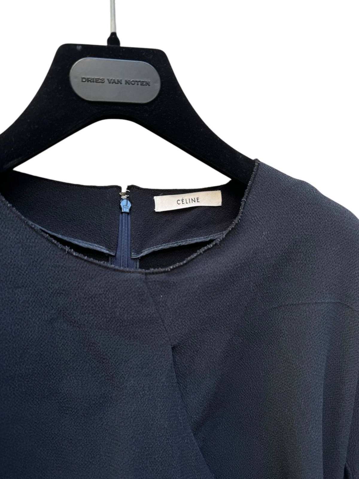 Raro abito Celine by Phoebe Philo nero blu navy seta fusion taglia 40 taglia M