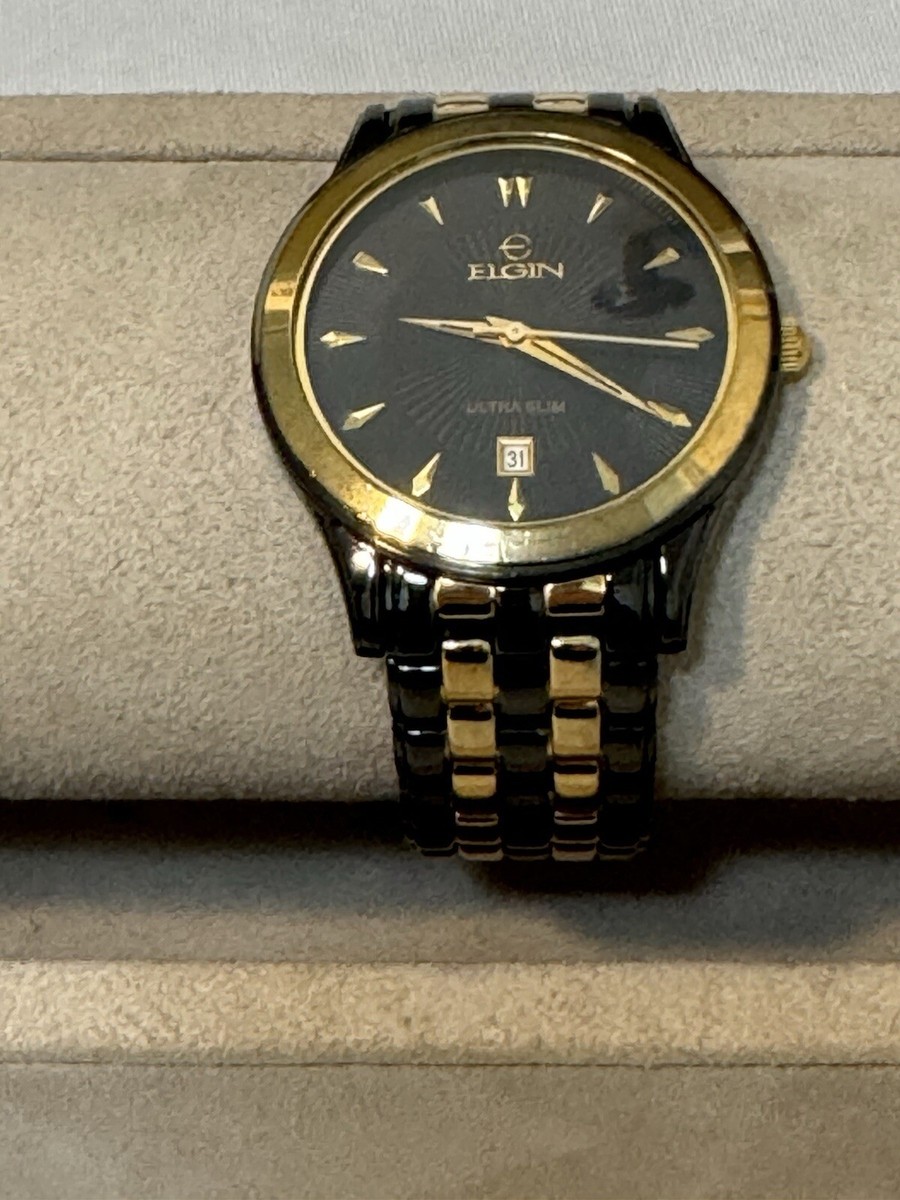 Vintage Elgin Ultra Slim Watch FG126 097 VJ32 | Black and Gold