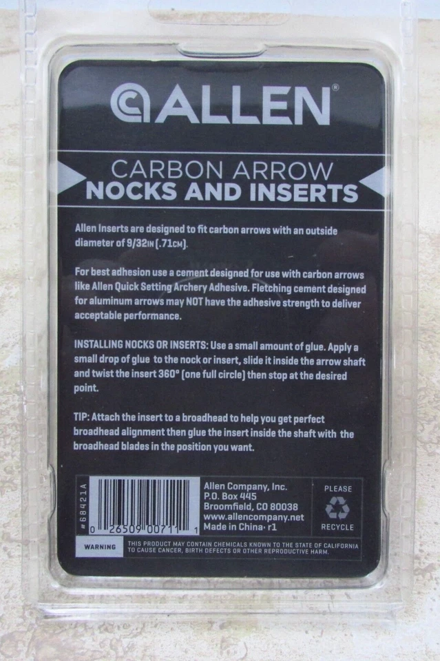 6 Packs ALLEN Carbon Arrow Nocks & Inserts For 9/32" Arrows Total 72 Pieces - Image 4 of 4