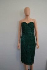 NWT Dolce & Gabbana Green Floral Lace Ruched Strapless Dress Size 48 $2,125
