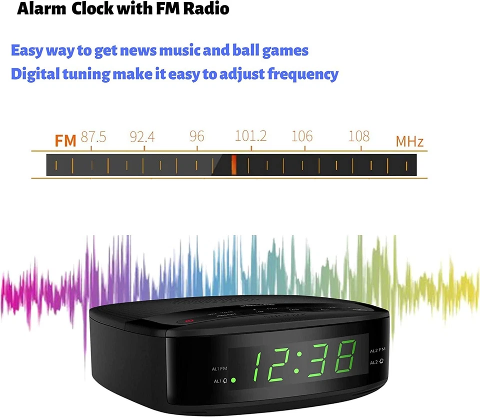 Philips Digital Alarm Clock FM Radio. LED Display, Easy Snooze. Sleep Timer. - Image 2 of 4