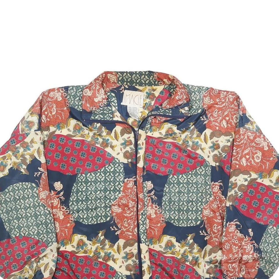 IMAGE Womens Multicoloured Patchwork Print Bomber Jacket XL Polyester Zip - Image 2 of 4