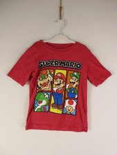 Super Mario T-Shirt Boys 4 Red Short Sleeve Graphic Nintendo Characters Tee