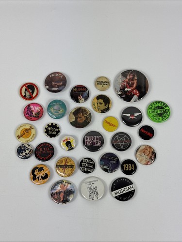 29x Vintage Rock Punk Bands Groups Music Pin Set 80'S Buttons Lot #1