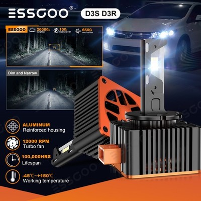 2X D3S LED Scheinwerfer 1:1 Halogen Plug-and-Play Zulassung 100W 20000LM Lampen