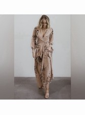 Baltic Born Lydia Floral Maxi Dress Blush Pink size small long sleeve boho