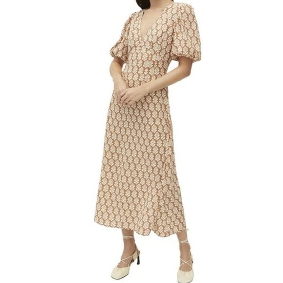 knee length dresses for ladies Women's Feeling Deeply Striped Bodycon Midi Dress in Taupe