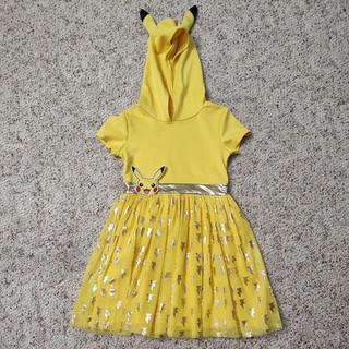 Pokemon Yellow Pikachu Dress Hoodie Cosplay Costume Girls M 7/8 Great Condition