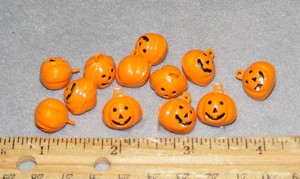 12 pcs miniature 0.5" Halloween bright orange jack-o-lantern bell charms