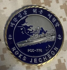 Korean ROK Navy Challenge Coin Osan AB Korea PCC 776 Combat Corvette Pohang Cla