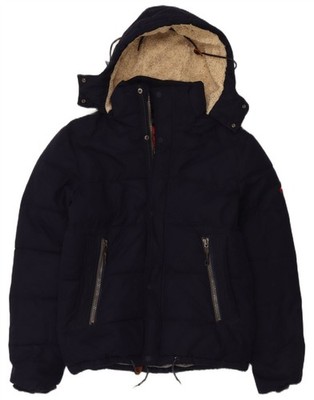 Superdry Wattierte Herrenjacke mit Kapuze UK 38 Medium Navy Blau Polyester BN30