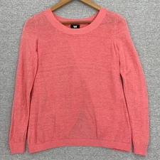 W By Worth Sweater Womens XP Peach Linen Crossover Back Soft Long Sleeve Career