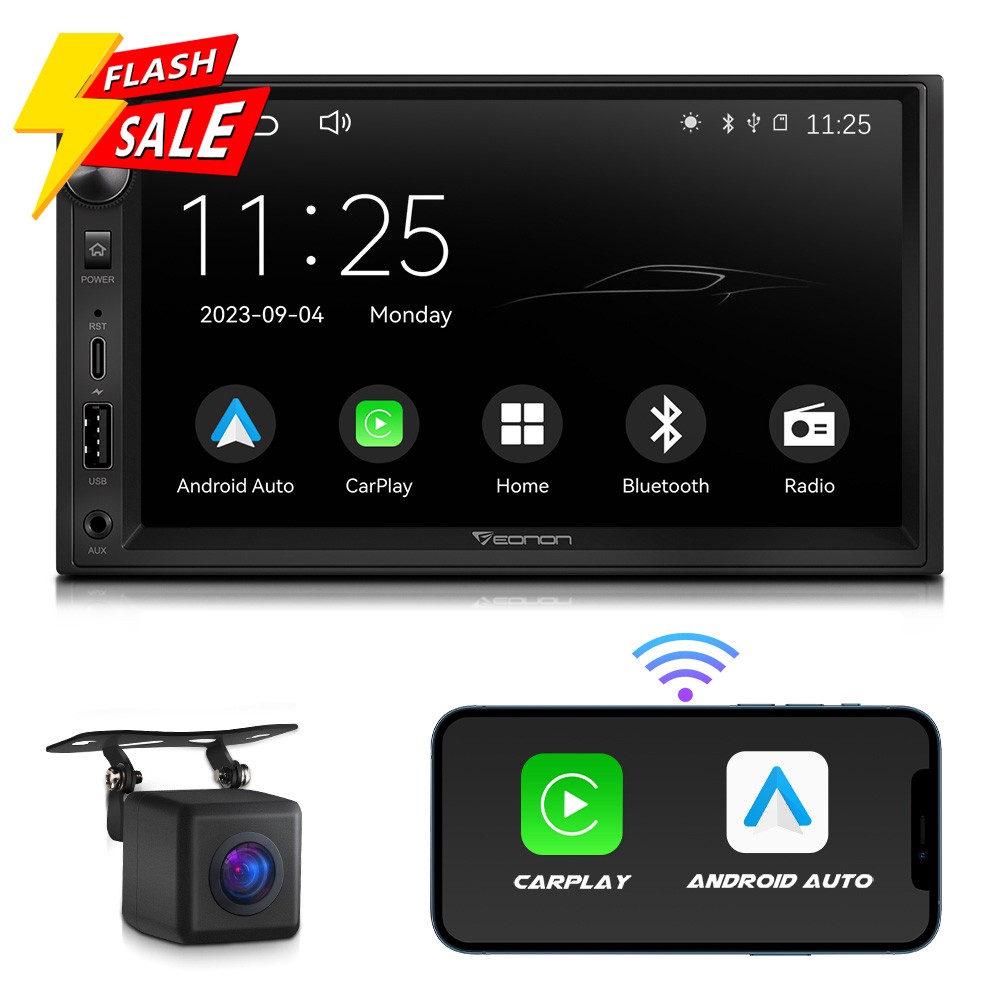 Double DIN 7" QLED Wireless CarPlay Android Auto Car Stereo 