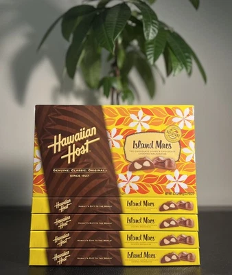 5 Boxes Hawaiian Host Island Macs Chocolate Covered Macadamia Nuts Plumeria
