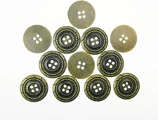 12 PCS Antique Braided Pattern Metal Flat Buttons 4-Hole Craft for DIYS Sewing E