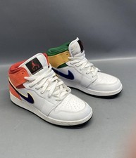 Nike Air Jordan 1 Mid GS Size 6Y White Court Purple Multicolor 554725-128