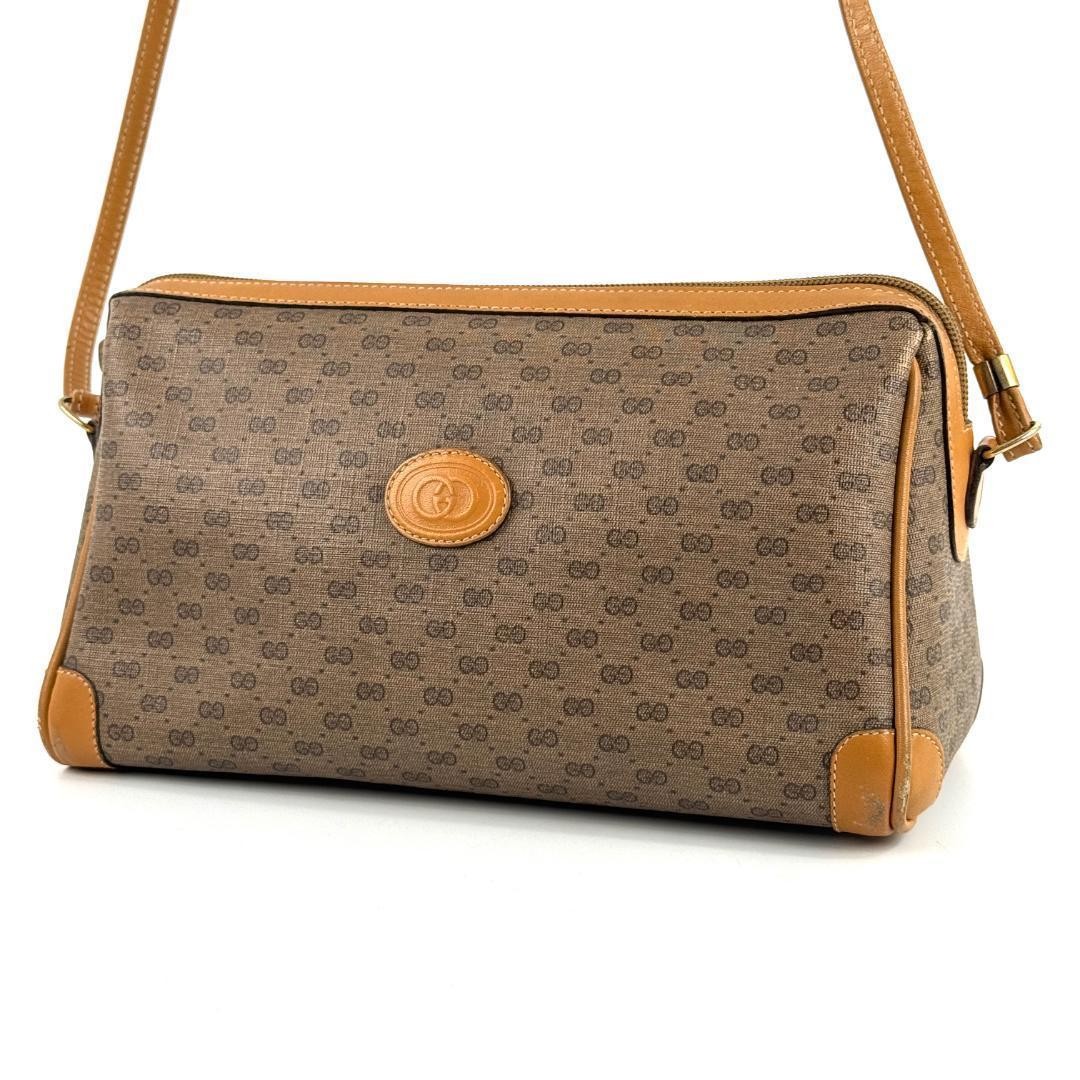 Gucci Micro GG Pattern Brown Leather Shoulder Bag… - image 1